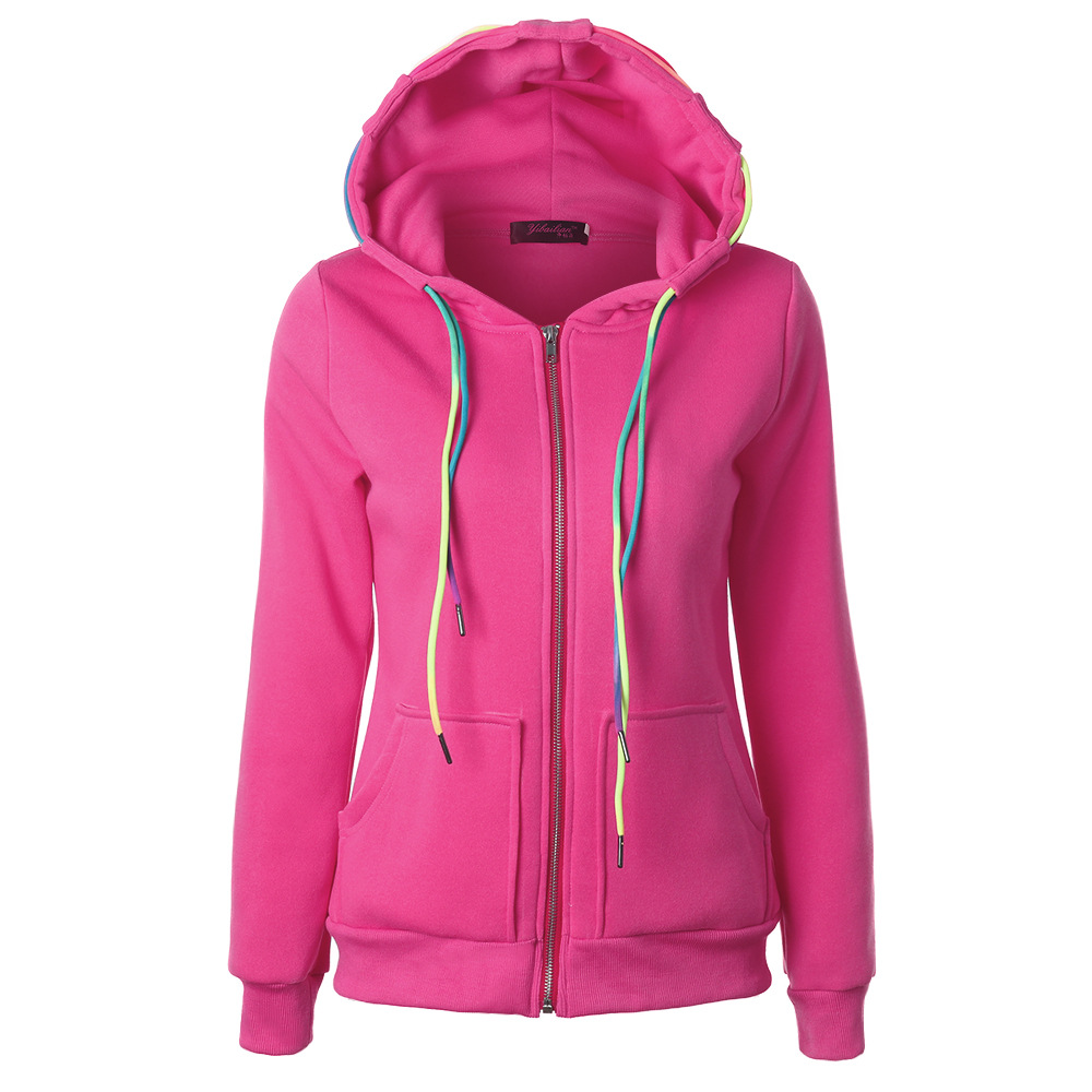 Title 2, Colorful Drawstring Hooded Zipper Pocket Cardig...