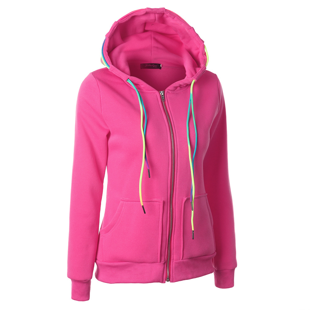 Title 4, Colorful Drawstring Hooded Zipper Pocket Cardig...