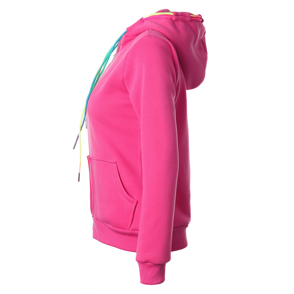 Title 5, Colorful Drawstring Hooded Zipper Pocket Cardig...