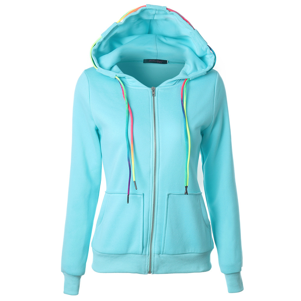 Title 9, Colorful Drawstring Hooded Zipper Pocket Cardig...