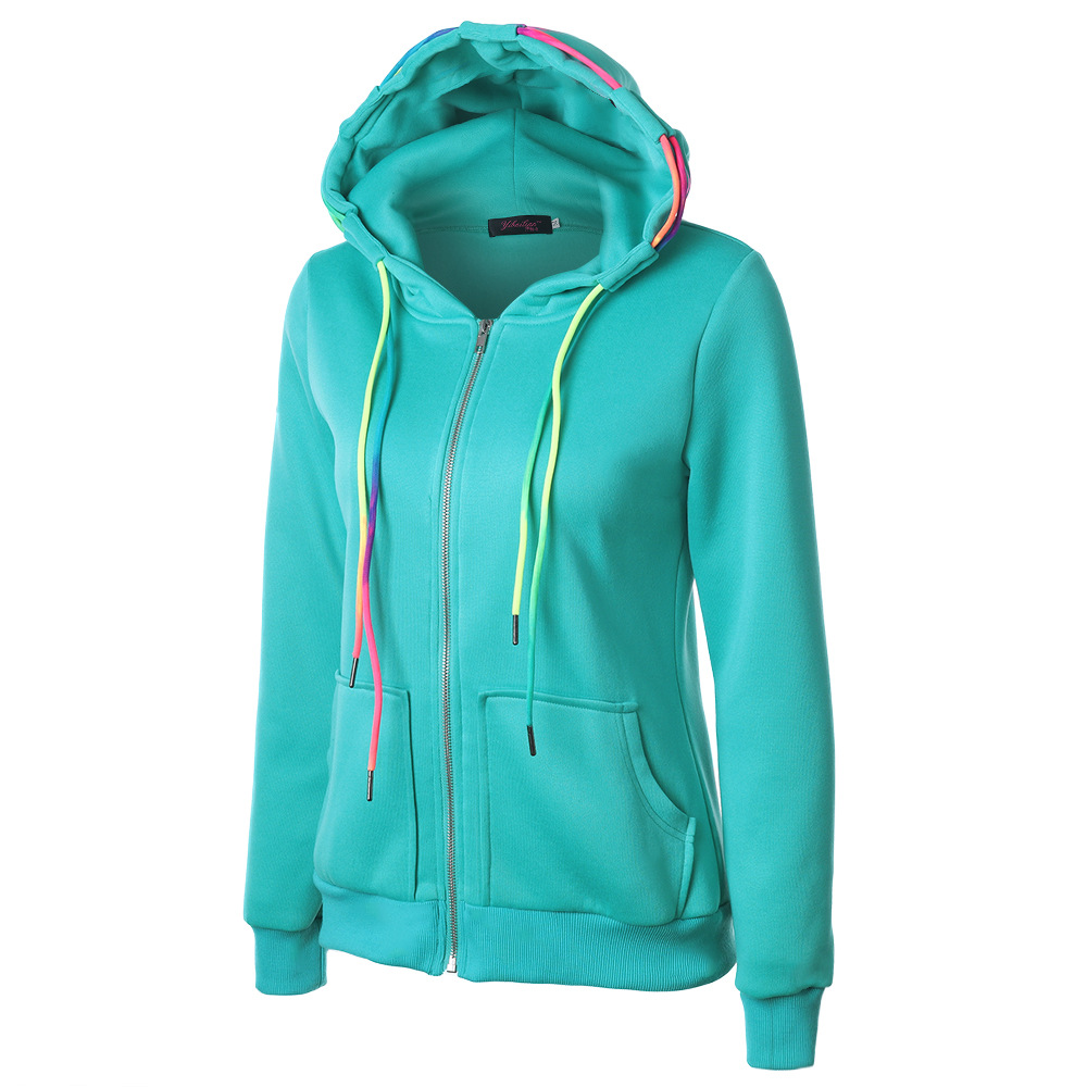 Title 14, Colorful Drawstring Hooded Zipper Pocket Cardig...