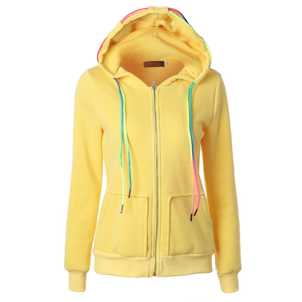 Title 17, Colorful Drawstring Hooded Zipper Pocket Cardig...