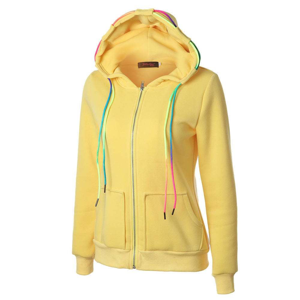 Title 18, Colorful Drawstring Hooded Zipper Pocket Cardig...