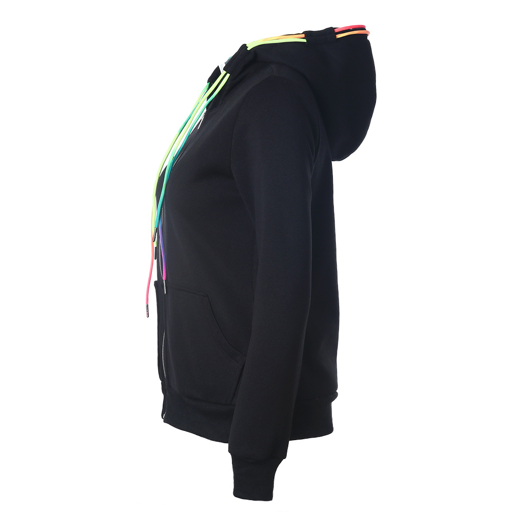 Title 22, Colorful Drawstring Hooded Zipper Pocket Cardig...