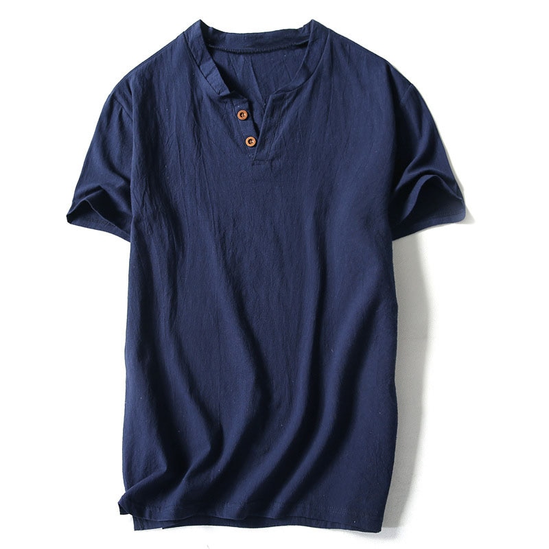 Title 4, Solid color linen short sleeve t-shirt offering...