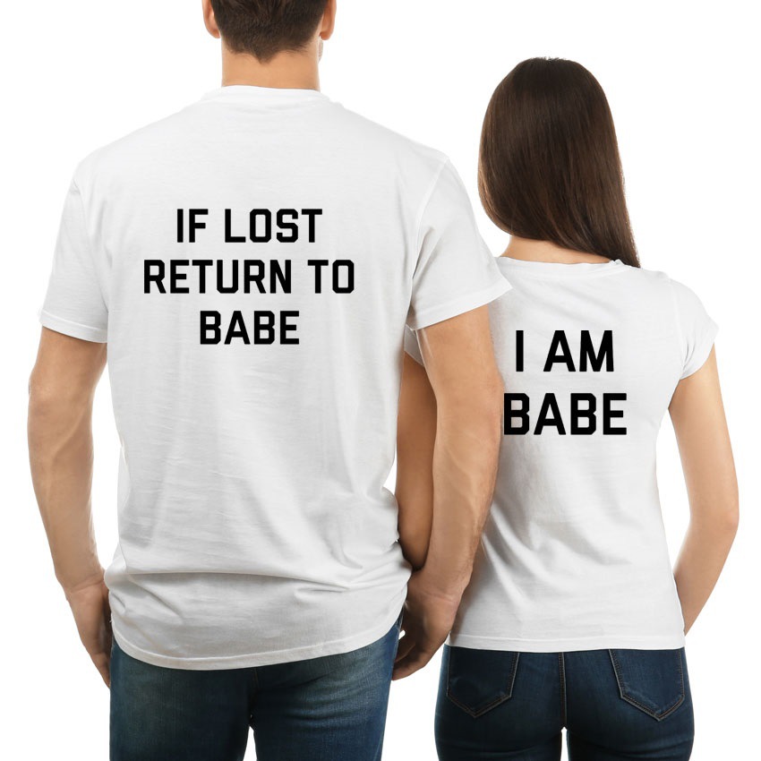 Title 3, Couple short-sleeved letter print T-shirt