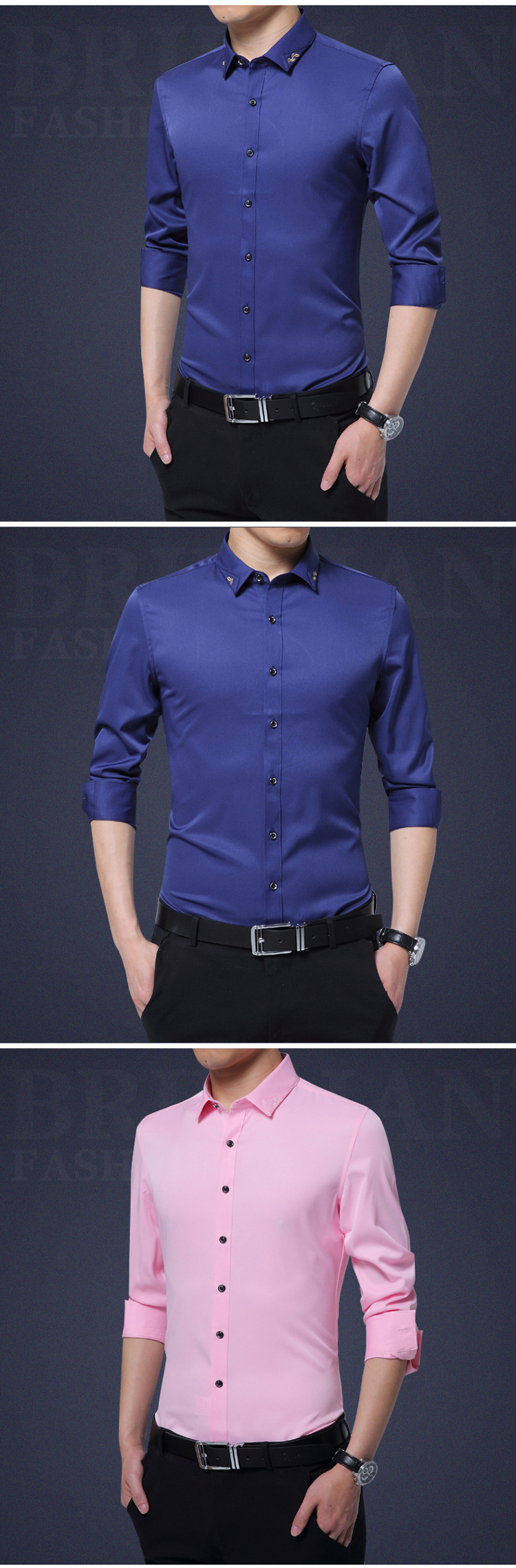 Title 2, Solid color business plus size shirt, offering ...