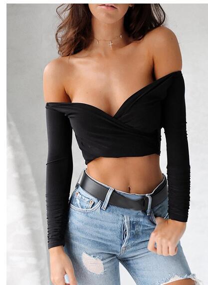 Title 4, Cross deep V long sleeve strapless