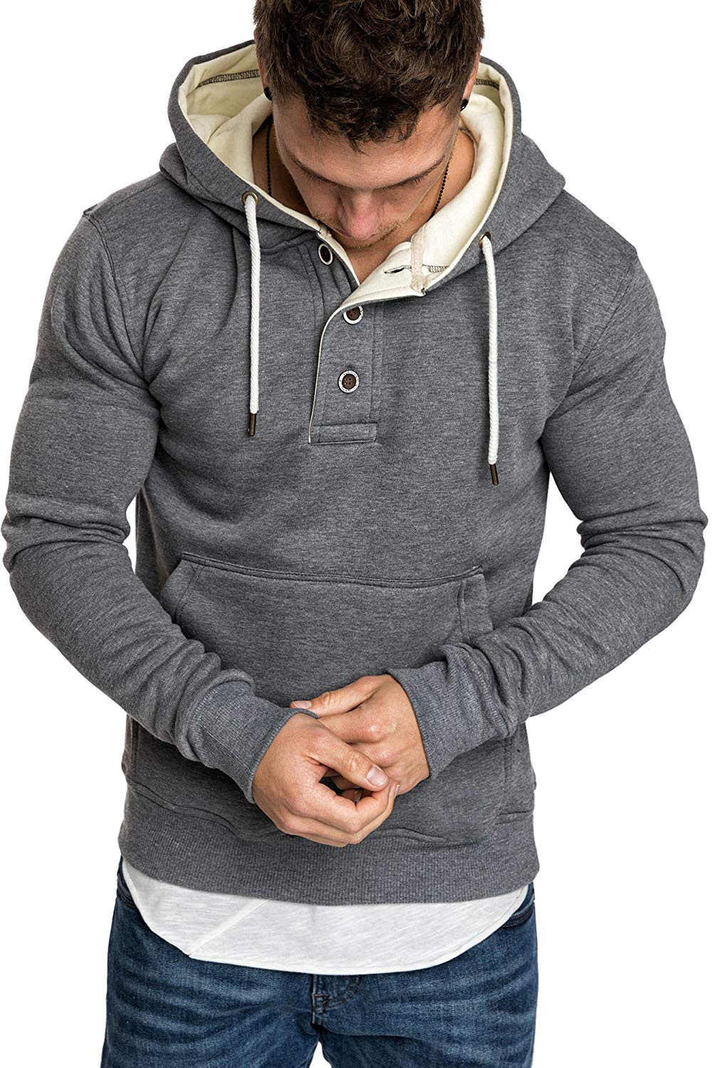 Title 2, Button-trimmed hooded fleece sweatshirt