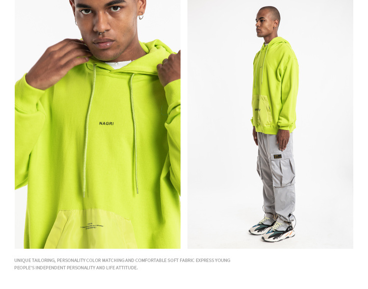 Title 5, Loose fluorescent green mens sweatshirt