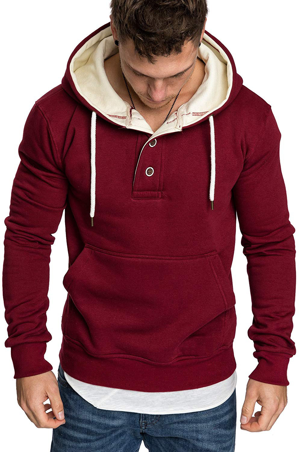 Title 5, Button-trimmed hooded fleece sweatshirt