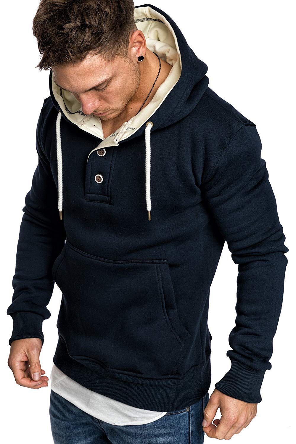 Title 11, Button-trimmed hooded fleece sweatshirt