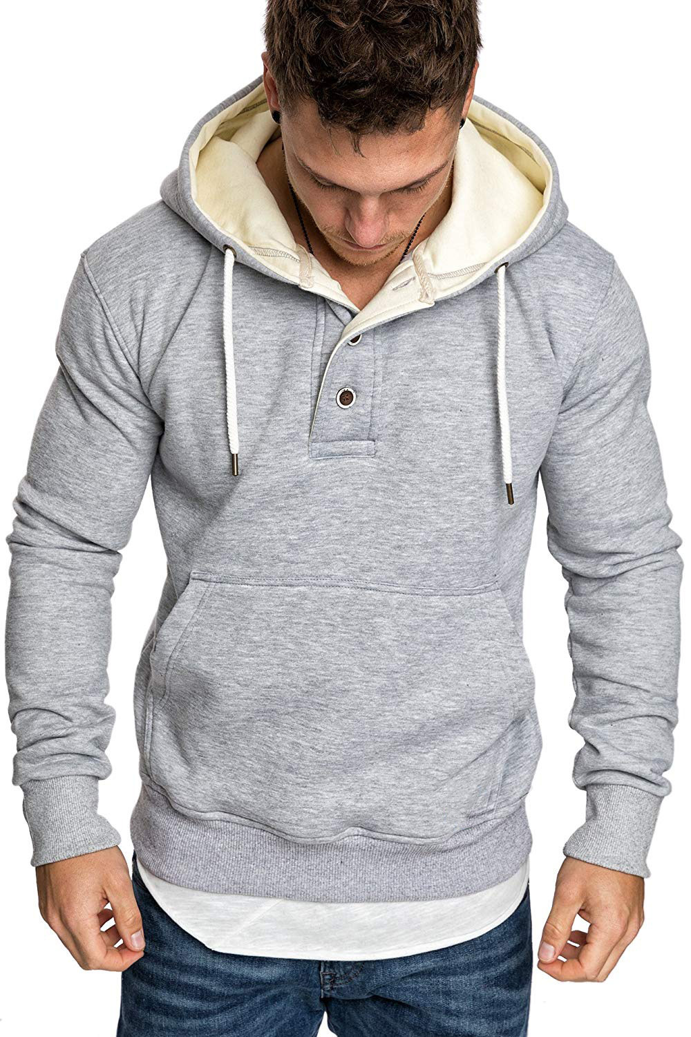 Title 13, Button-trimmed hooded fleece sweatshirt