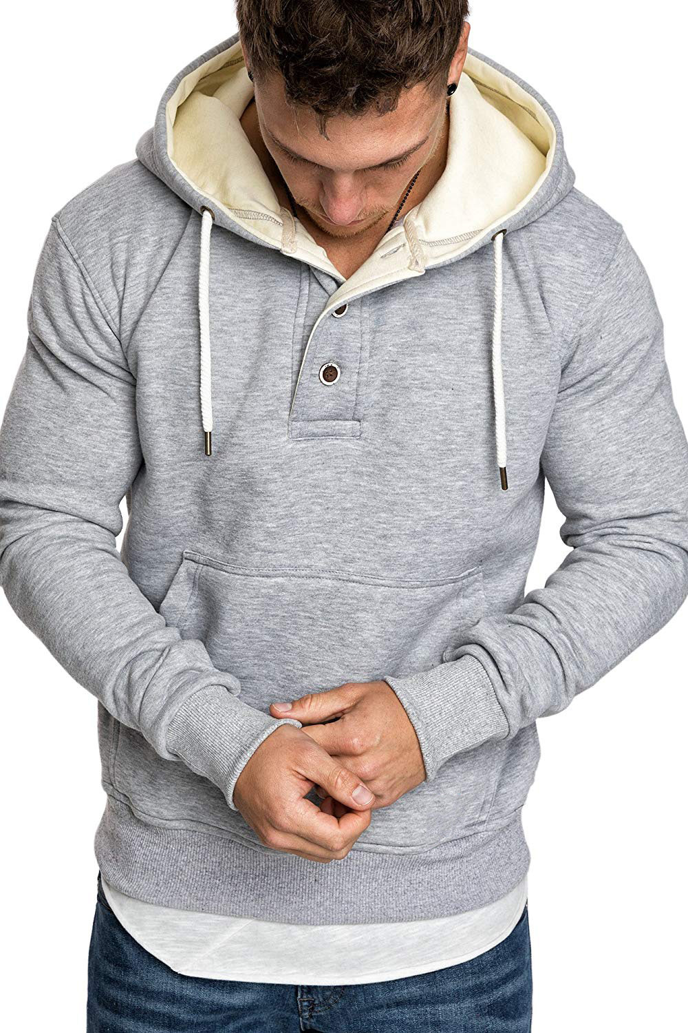 Title 14, Button-trimmed hooded fleece sweatshirt