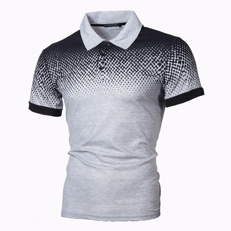 Title 5, Mens gradient 3D printed polo T-shirt. Breatha...