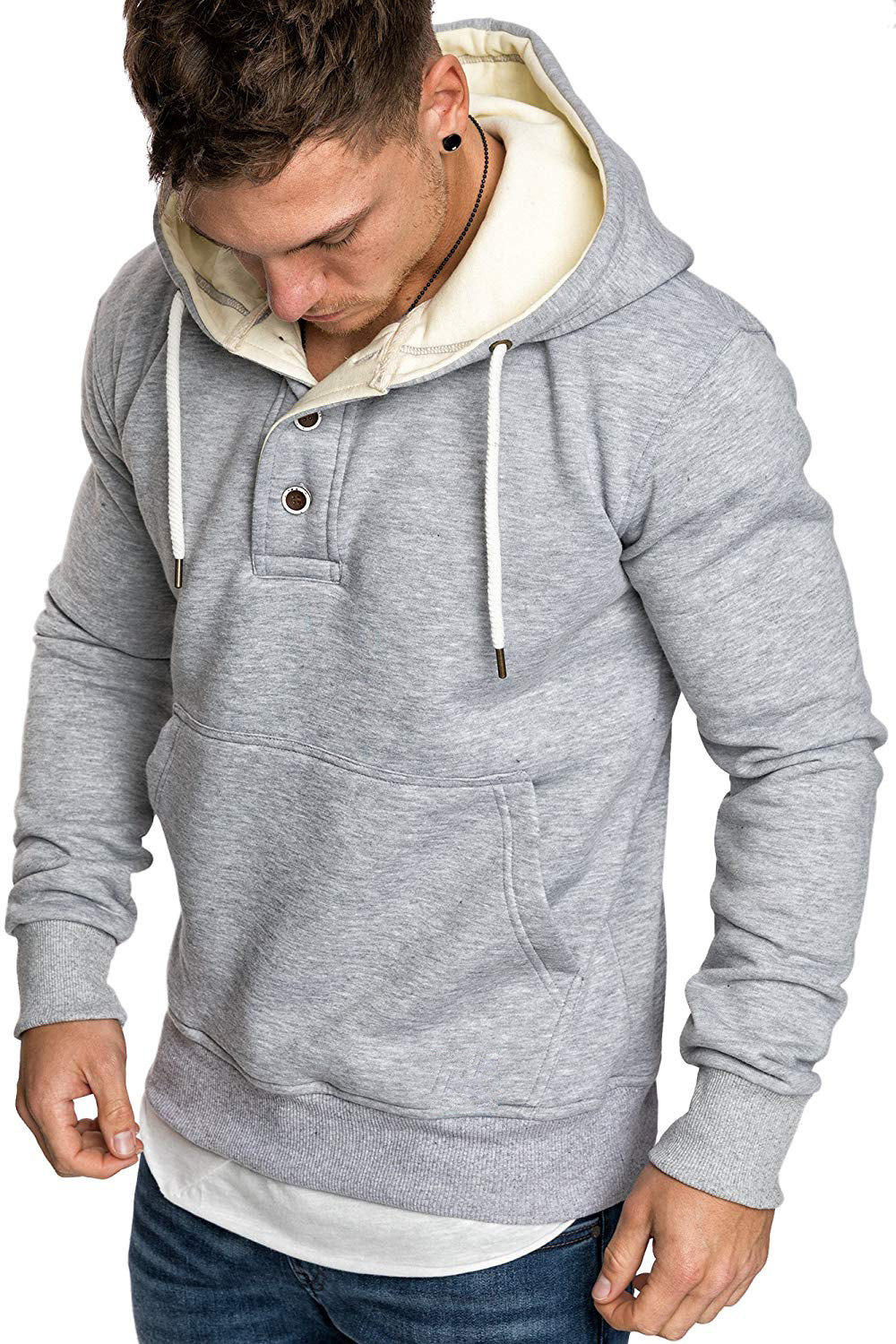 Title 15, Button-trimmed hooded fleece sweatshirt