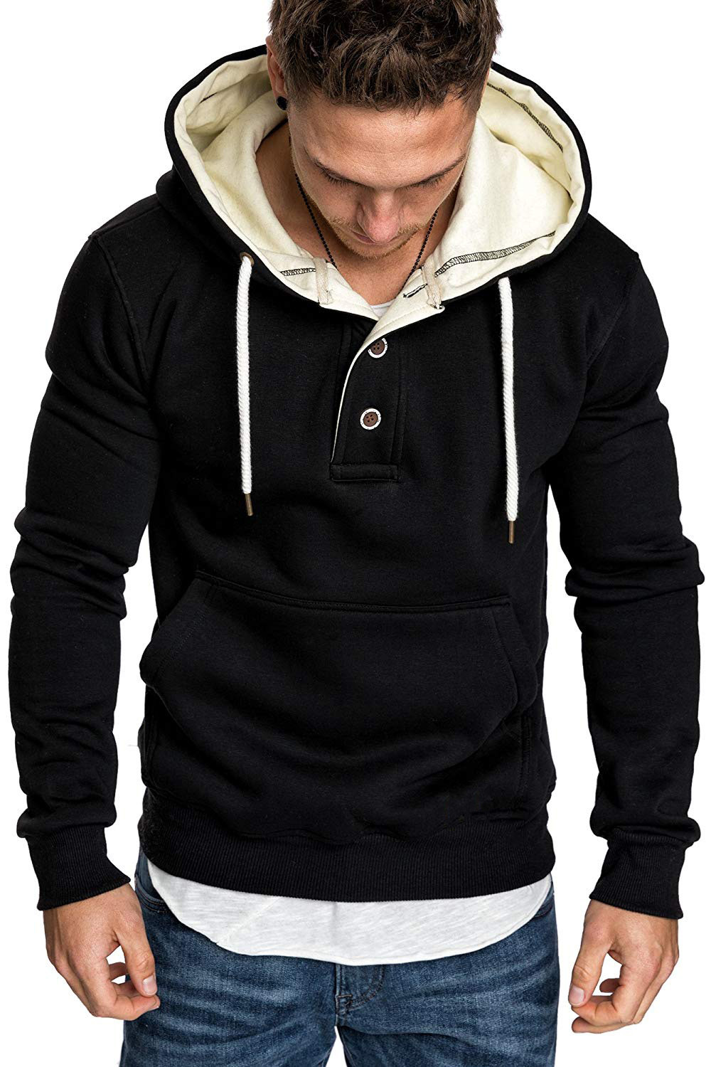 Title 17, Button-trimmed hooded fleece sweatshirt