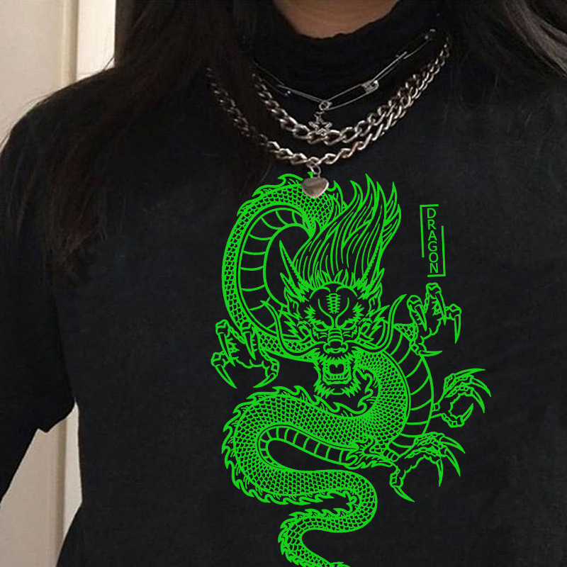 Title 1, Qinglong Fashion Kurzarm T-Shirt mit Print für ...