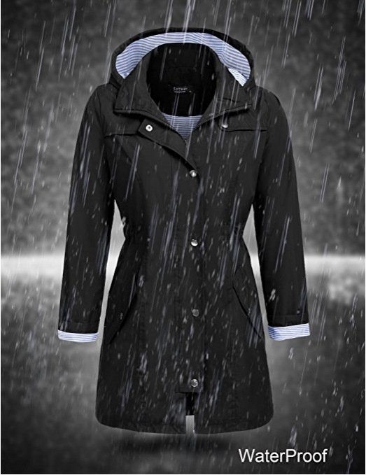 Title 37, Hooded trench coat for men and women, waterproo...