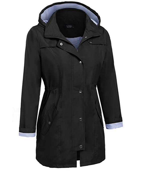 Title 38, Hooded trench coat for men and women, waterproo...