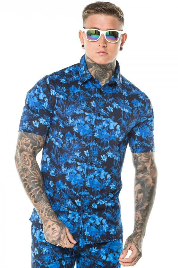 Title 2, Lapel printed mens casual shirt