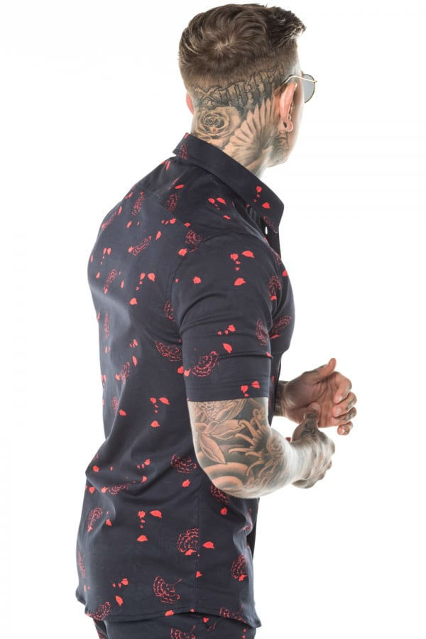 Title 6, Lapel printed mens casual shirt