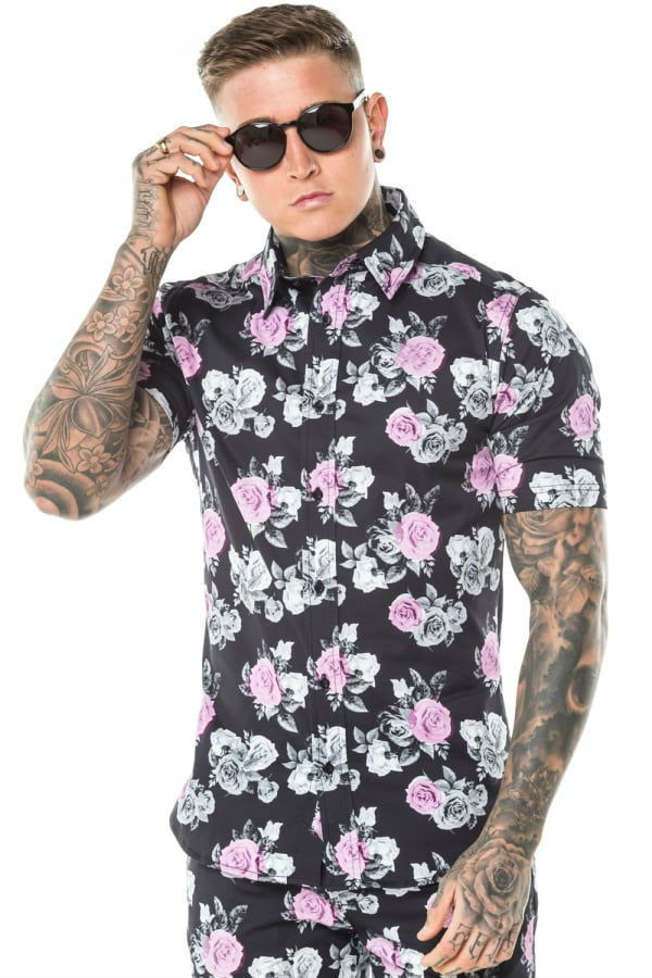 Title 8, Lapel printed mens casual shirt