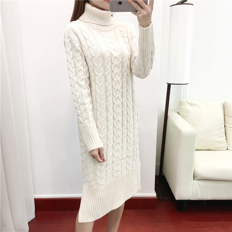 Title 1, High collar loose lazy sweater dress