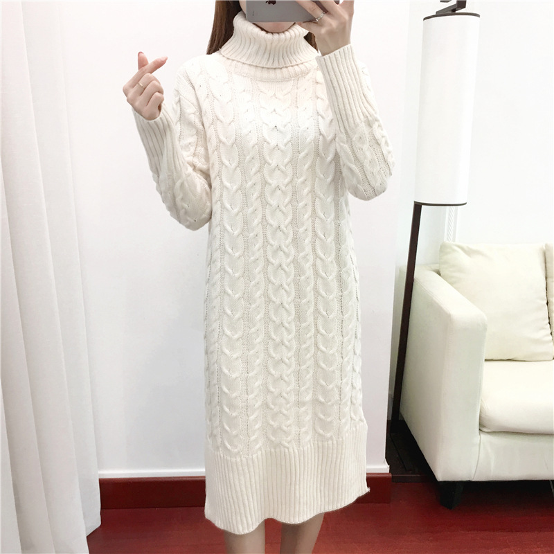 Title 3, High collar loose lazy sweater dress