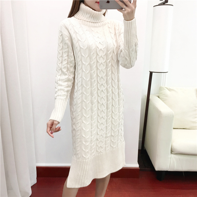 Title 4, High collar loose lazy sweater dress