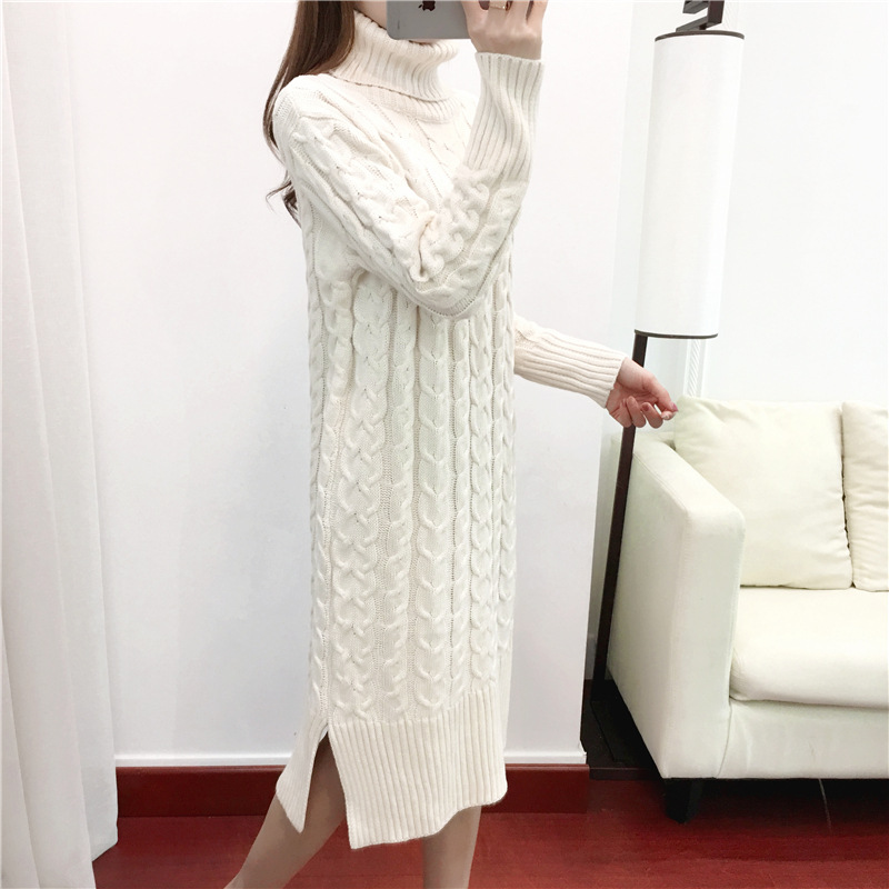 Title 5, High collar loose lazy sweater dress