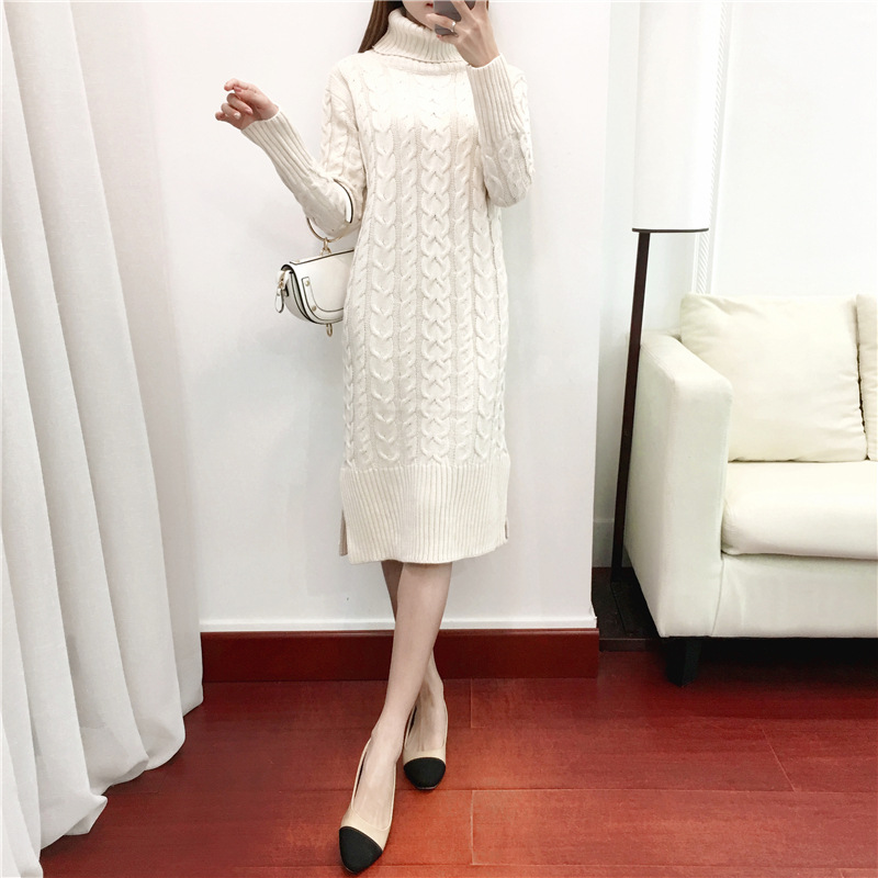 Title 7, High collar loose lazy sweater dress