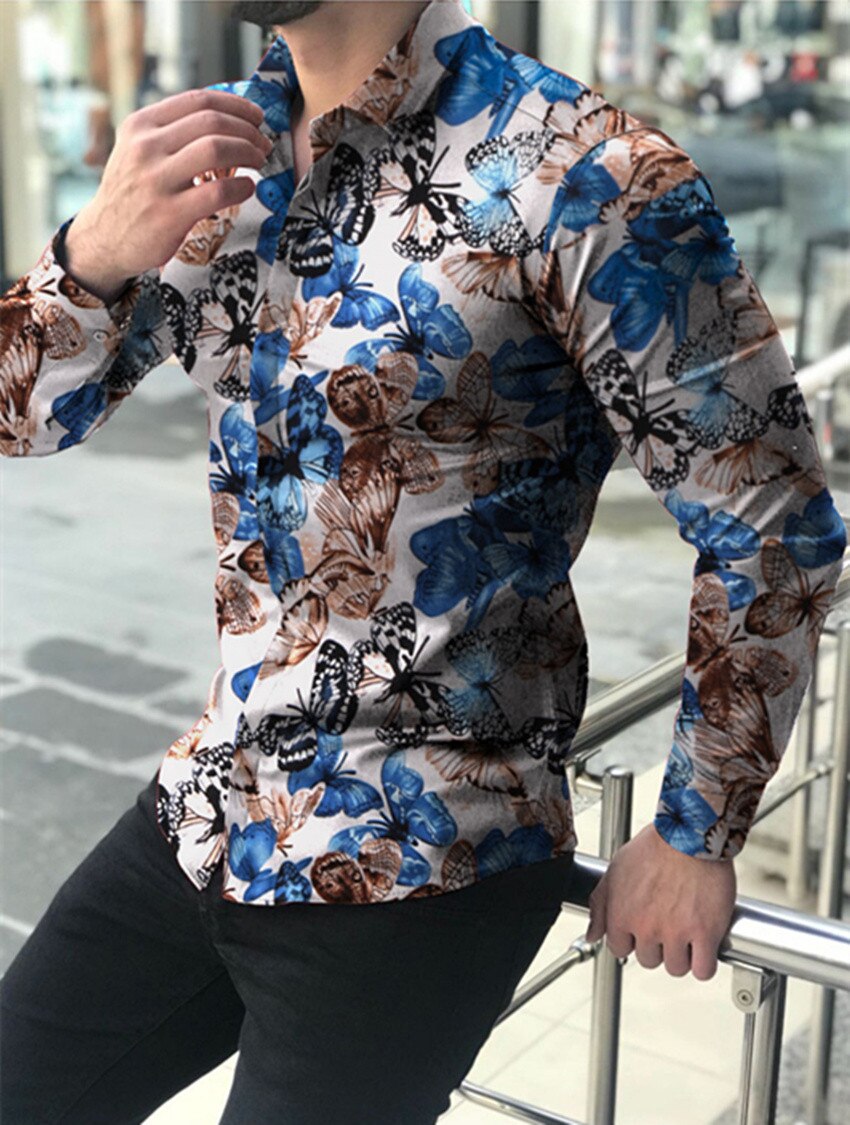 Title 5, Camisa floral casual de manga larga para hombre...