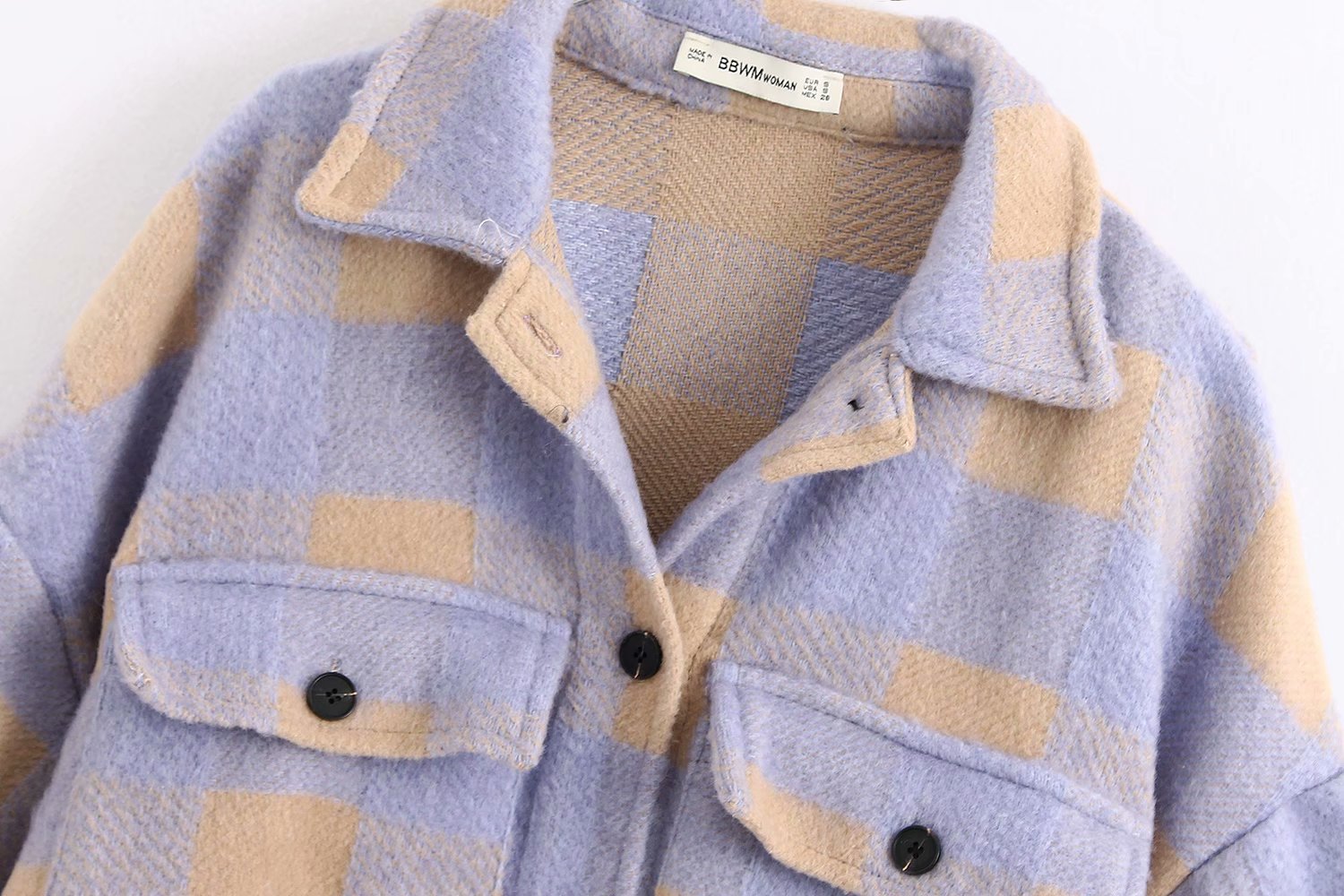 Title 13, Euramerican pocket embellished Plaid Shirt Coat...