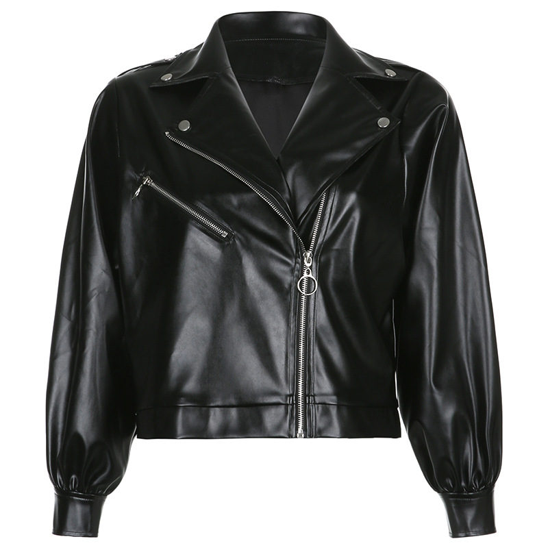 Title 22, Black lapel loose leather jacket. Experience co...