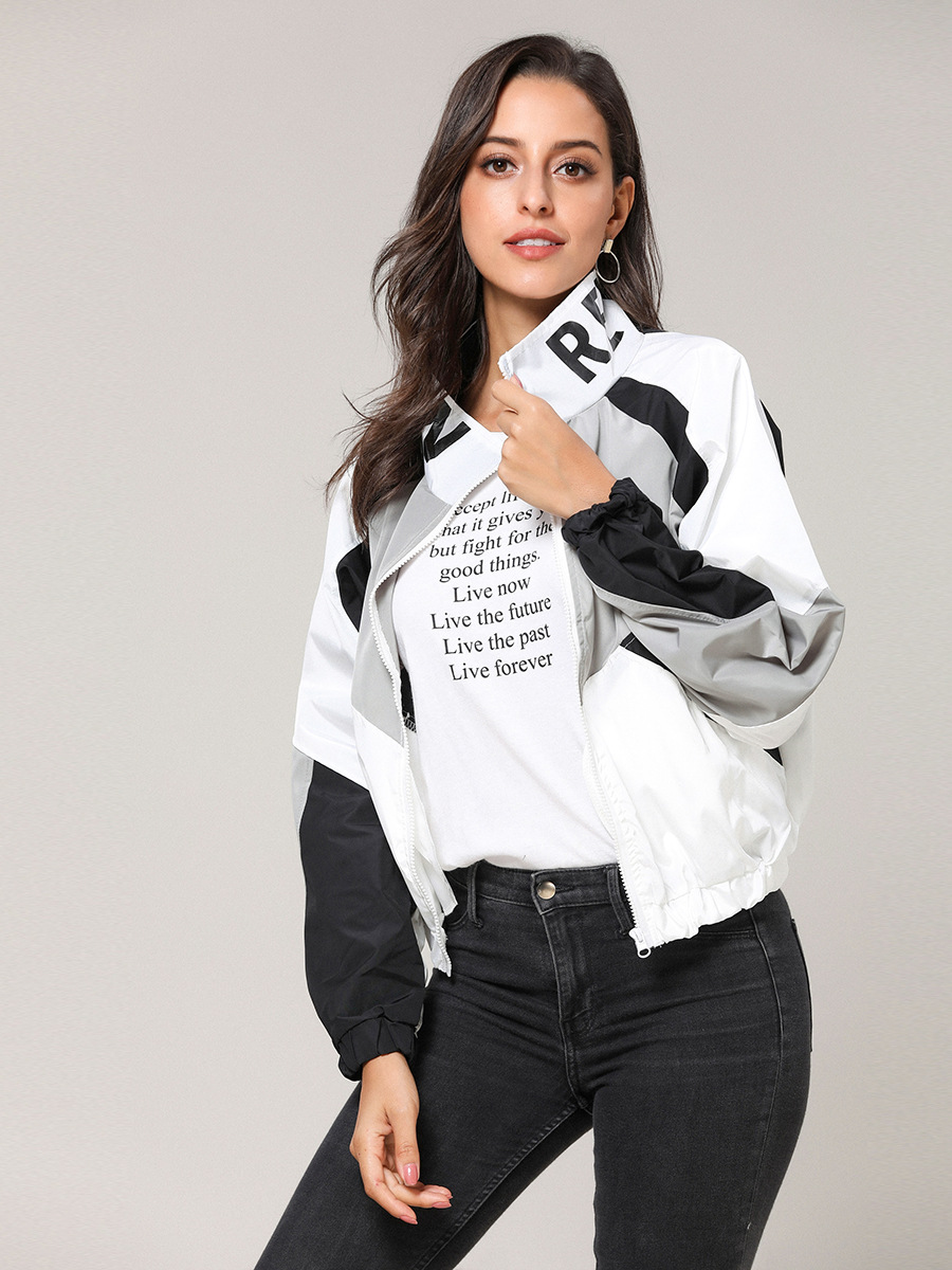 Title 7, Womens long sleeve letter patch jacket