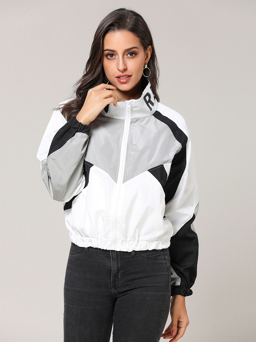 Title 8, Womens long sleeve letter patch jacket