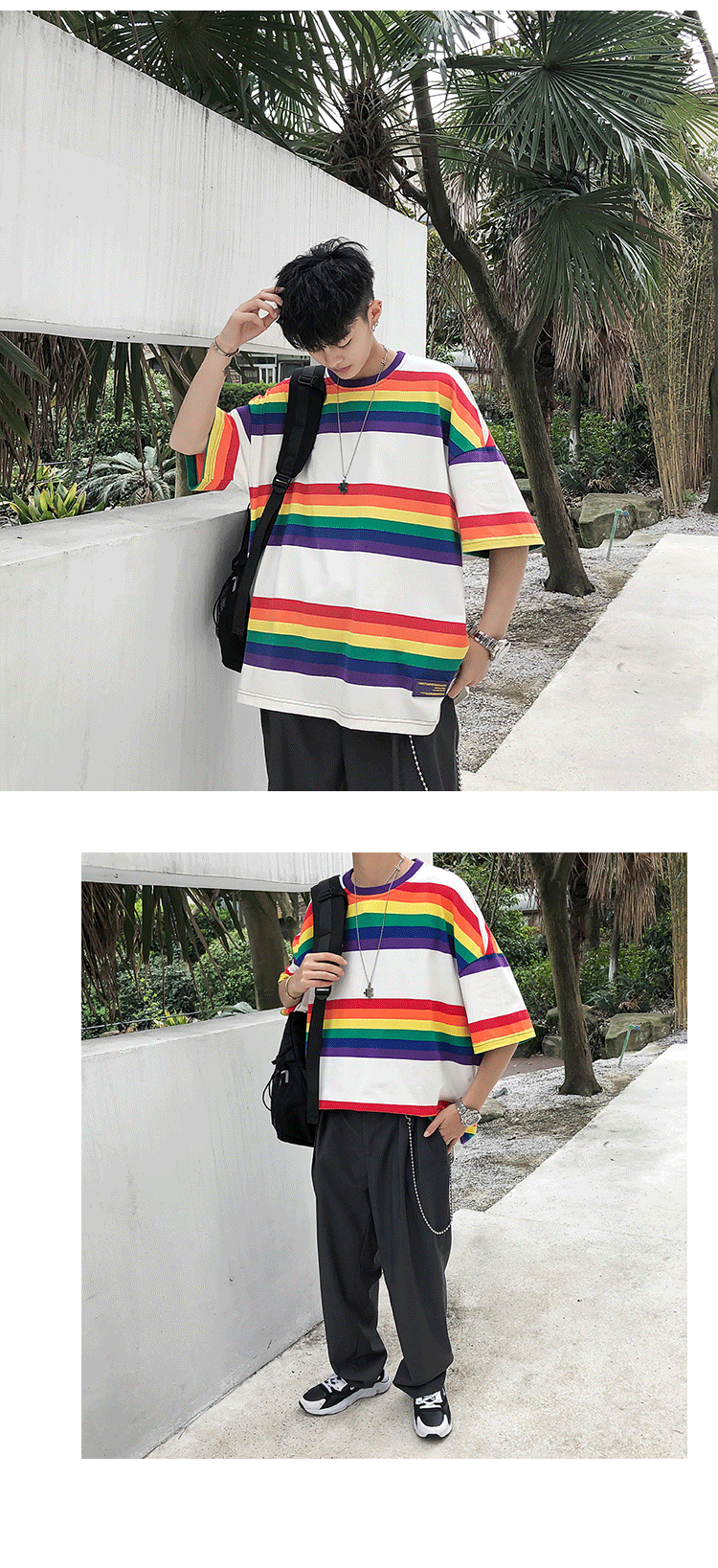 Title 5, Striped contrast short-sleeved T-shirt, perfect...