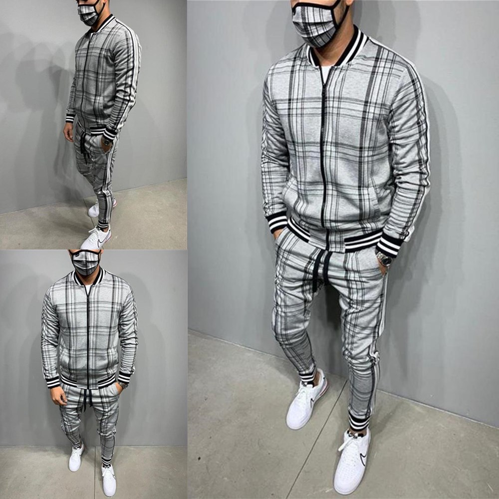 Title 4, Trendy Fashion Mens Casual Striped Plaid Suit ...