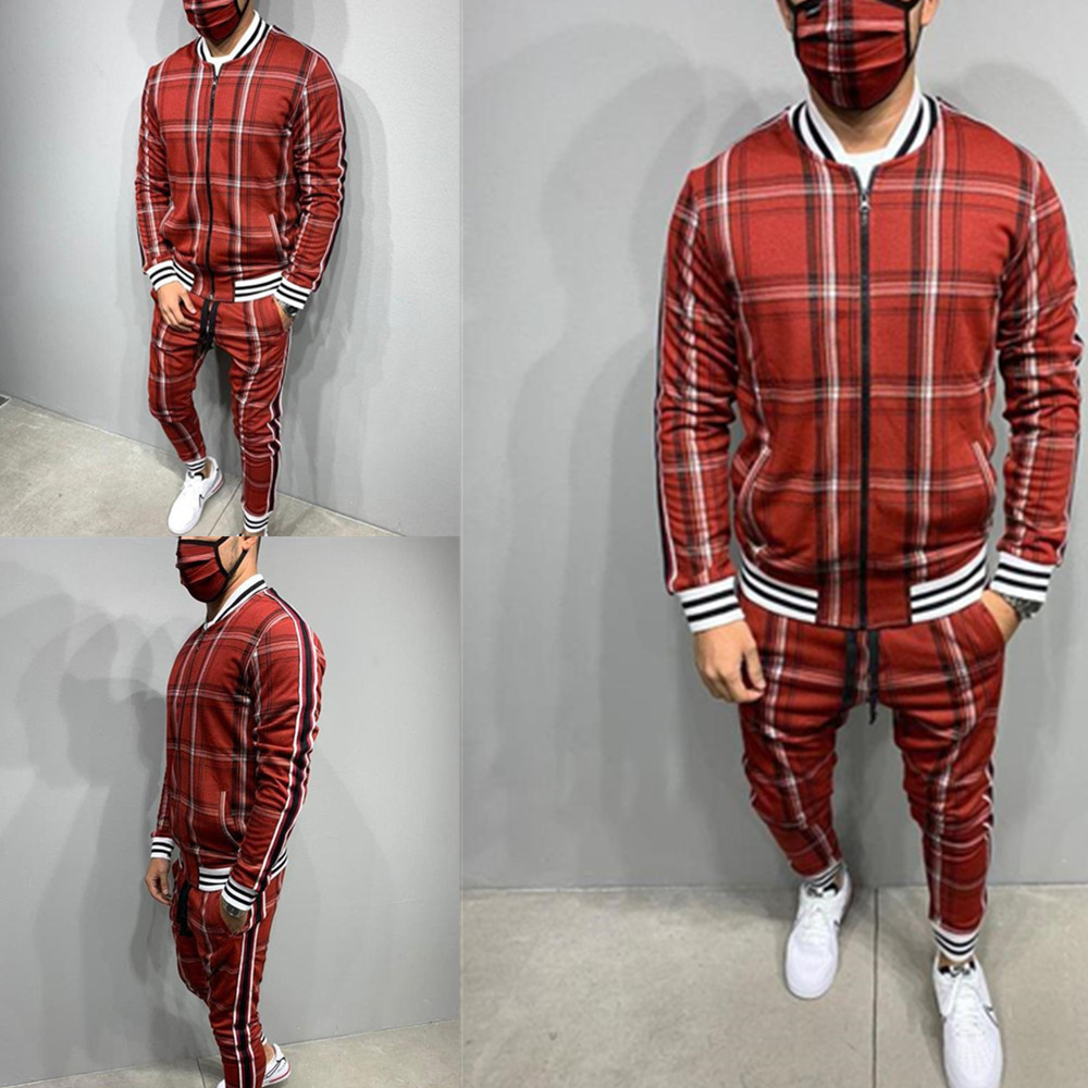 Title 5, Trendy Fashion Mens Casual Striped Plaid Suit ...