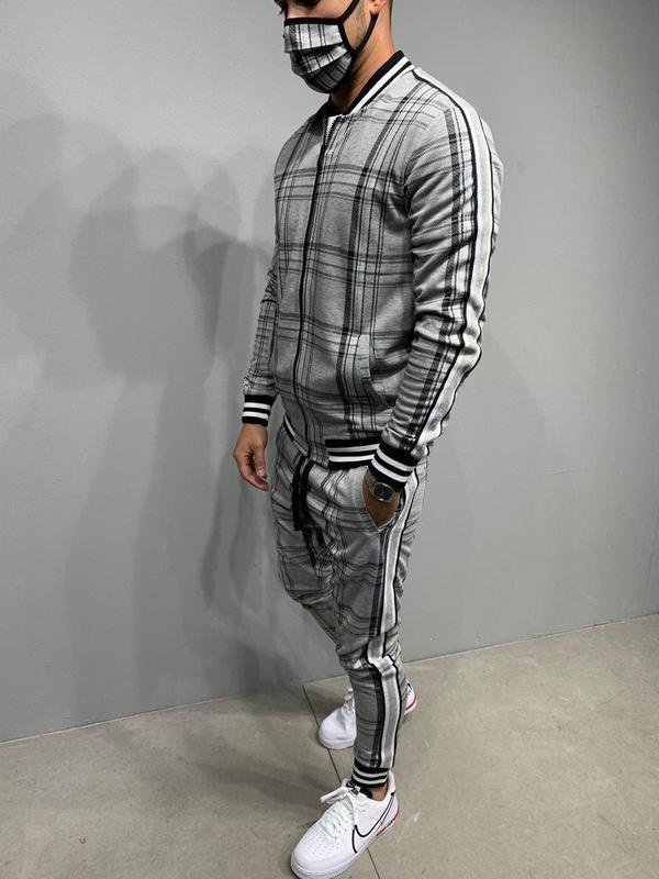 Title 7, Trendy Fashion Mens Casual Striped Plaid Suit ...