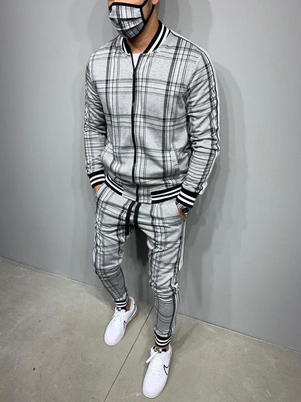 Title 8, Trendy Fashion Mens Casual Striped Plaid Suit ...