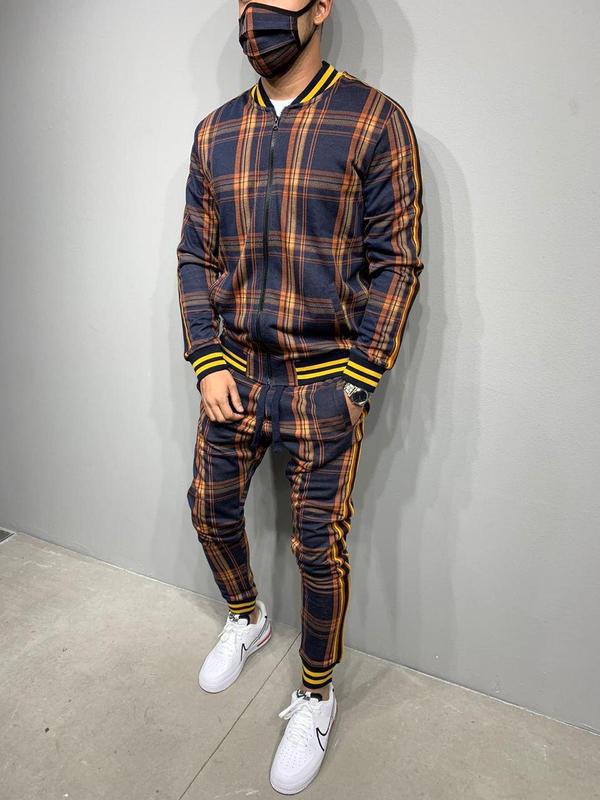 Title 9, Trendy Fashion Mens Casual Striped Plaid Suit ...