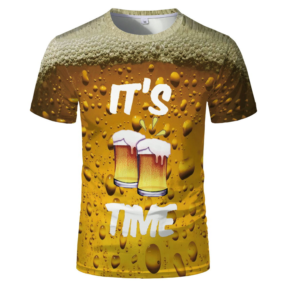 Title 4, 3D short sleeve beer printed T-shirt