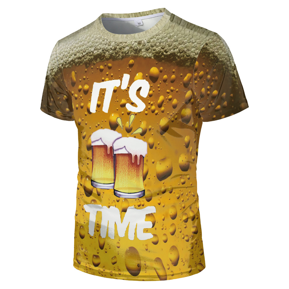 Title 5, 3D short sleeve beer printed T-shirt