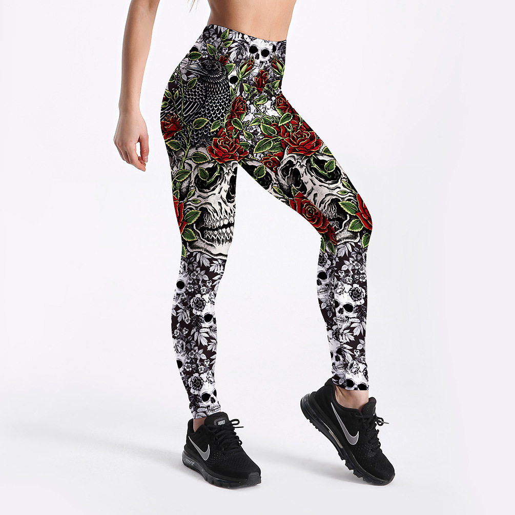 Title 1, RosesSkulls Yoga-Workout Leggings voor dames, c...