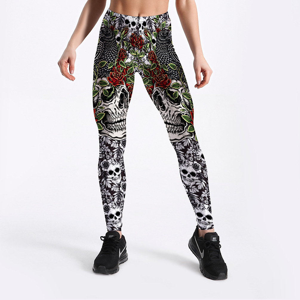 Title 2, RosesSkulls Yoga Workout Leggings for women, fe...