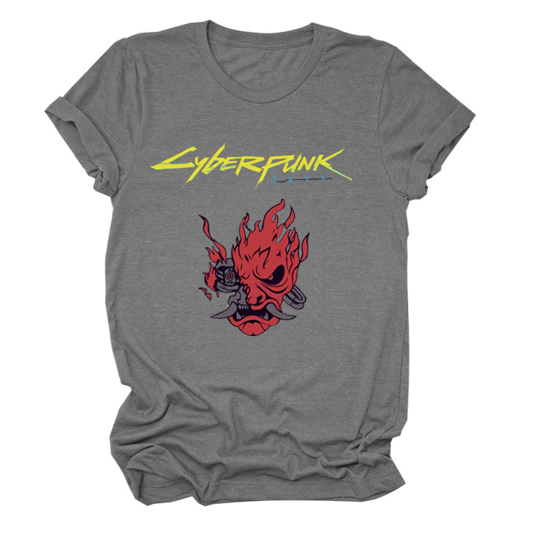 Title 20, Cyberpunk Style Printed Crew Neck T-shirt