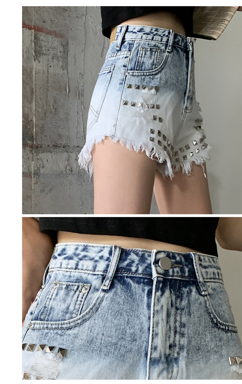 Title 4, Light blue gradient jeans shorts for ultimate s...