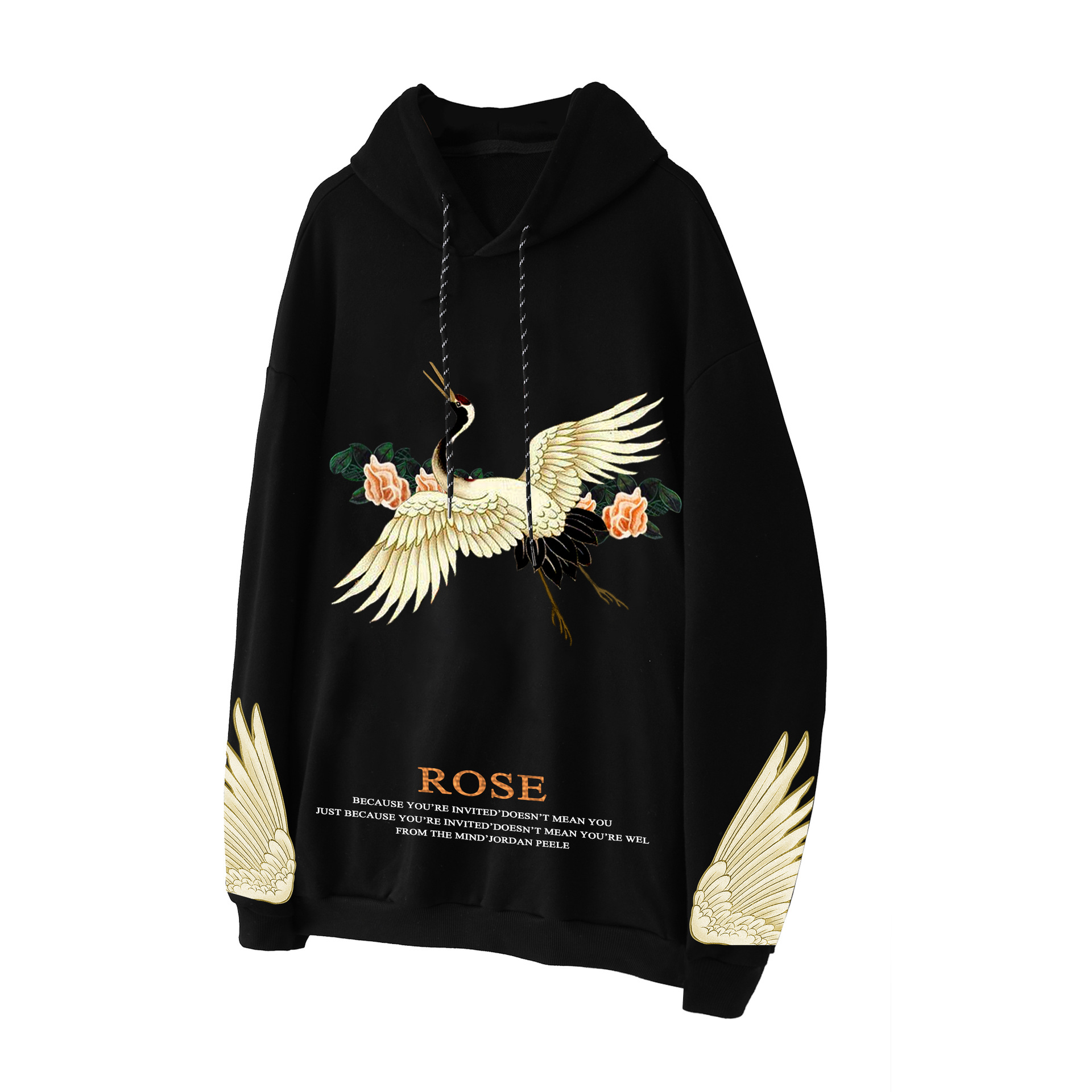 Title 5, Stork Print Loose Style Hip Hop Hoodie